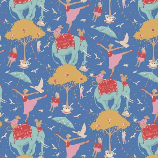 Tecido TILDA Jubilee Circus Life Jubilee Blue 1x1,10m