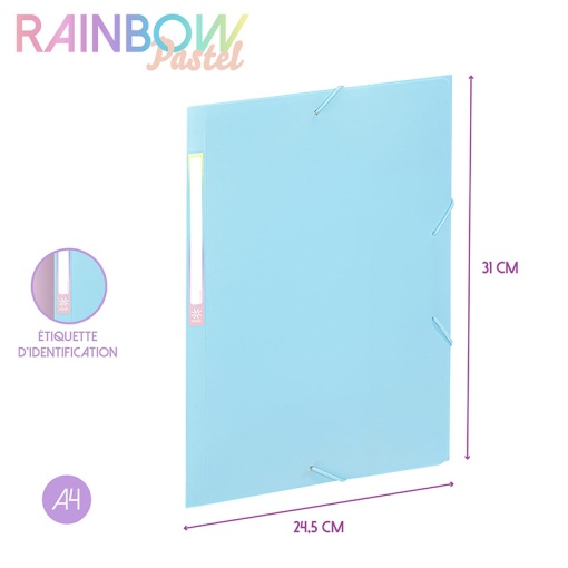 VIQUEL Rainbow Pastel A4 elastic folder, 15mm, assorted