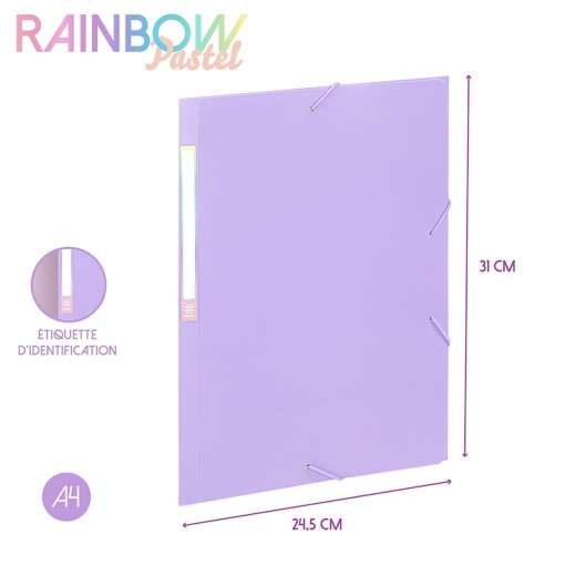 VIQUEL Rainbow Pastel A4 elastic folder, 15mm, assorted