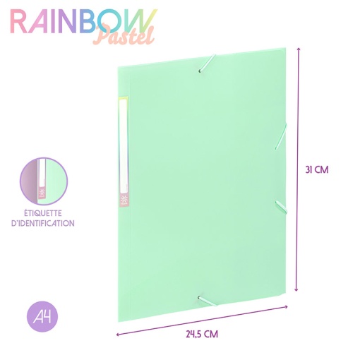 VIQUEL Rainbow Pastel A4 elastic folder, 15mm, assorted