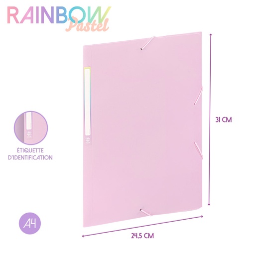 VIQUEL Rainbow Pastel A4 elastic folder, 15mm, assorted