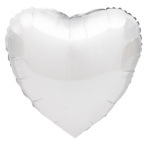 Balão foil coração 18ö 46cm branco GIVI ITALIA