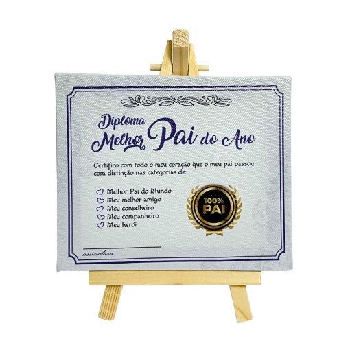 Canvas with easel, "Best Dad of the Year Diploma" 12x8cm
