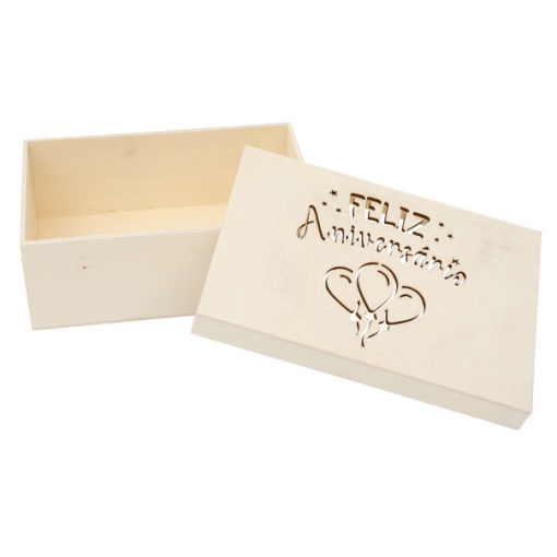 Caixa de Madeira Feliz Aniversário 22x15x8cm