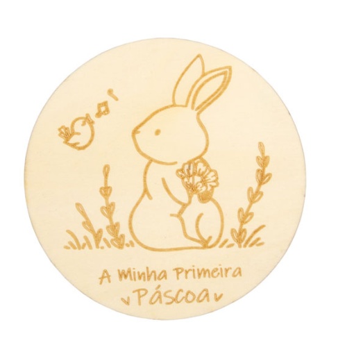 Placa de Madeira "A Minha Primeira Páscoa" 10x0,5cm