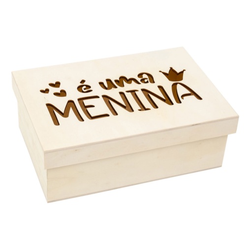 Caixa de Madeira comtampa e Uma Menina 22x15x8cm