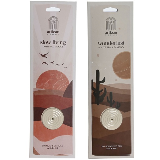 Incenso Artisan Aromas sortidos 20 sticks + base ITEM