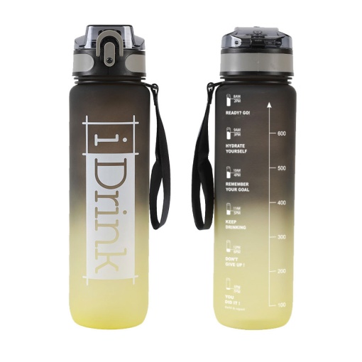 Garrafa em Tritan I Drink 1000ml preto/amarelo