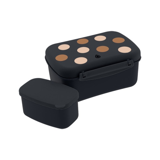 Caixa de lanche AUREA Dots 18x8x14cm preto com placa de gelo