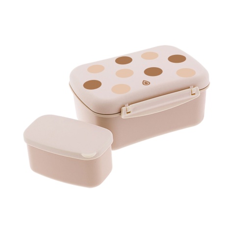 Caixa de lanche AUREA Dots 18x8x14cm bege com placa de gelo