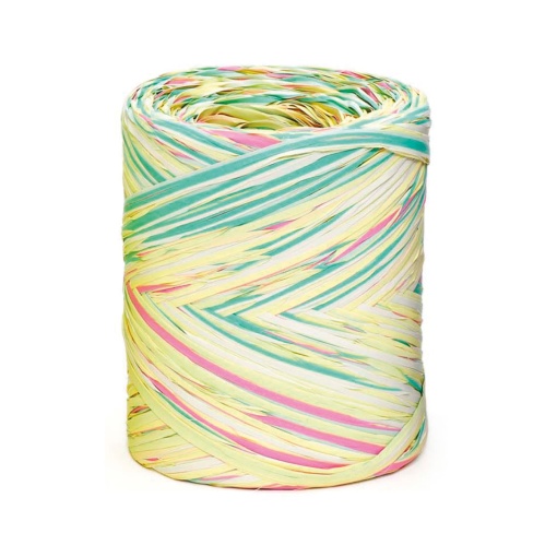 Ráfia em Rolo Polyraphia 15mmx200m Rosa/Amarelo/Azul