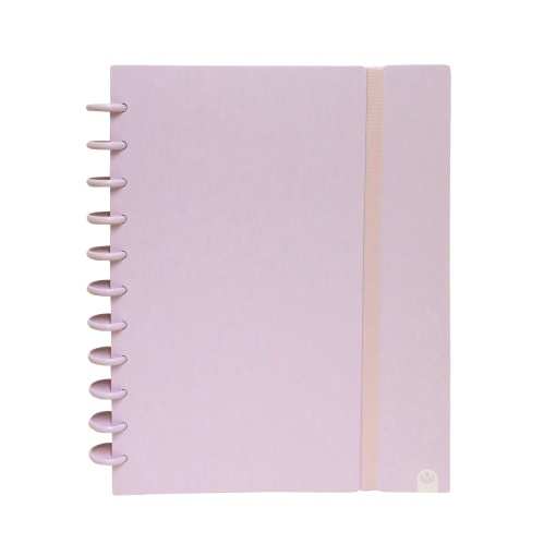 INGENIOX A4 lined notebook, 80 sheets, 100g foam paper, with elastic closure, pastel mauve.