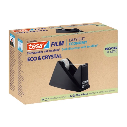 Desenrolador de Secretária TESA Eco & CRYSTAL + 1 Fita Tesafilm 19mmx10m