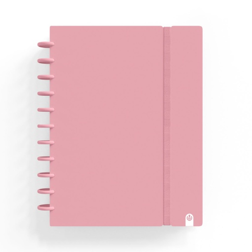 Caderno INGENIOX A4 Pautado 80 folhas 100g Foam com Elástico Rosa Pastel