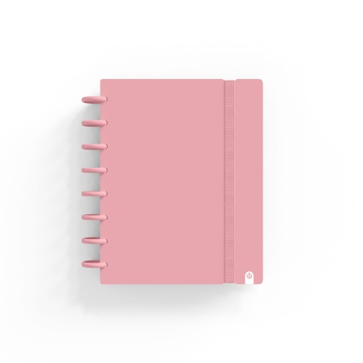 Caderno INGENIOX A5 Pautado 80 folhas 100g Foam com elástico Rosa Pastel