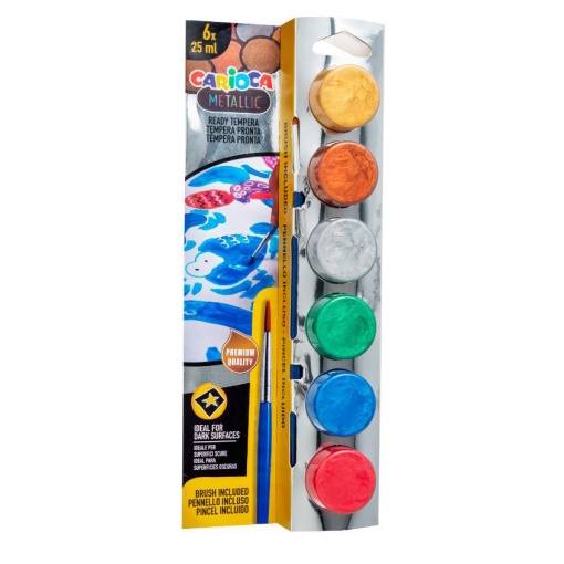 Guache CARIOCA Metallic 6x25ml + pincel
