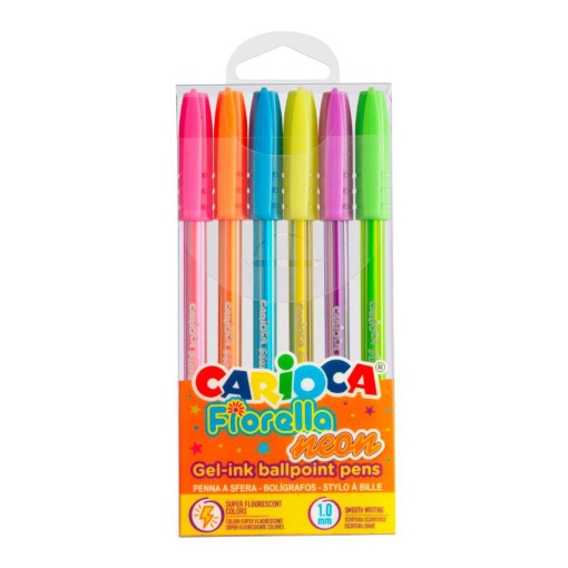 Esferográfica de Gel CARIOCA Fiorella Neon 6un