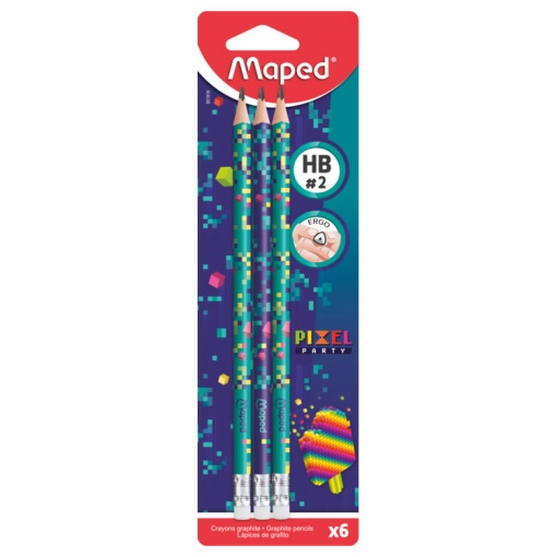 Lápis Grafite MAPED Pixel Party HB Nº 2 com 6