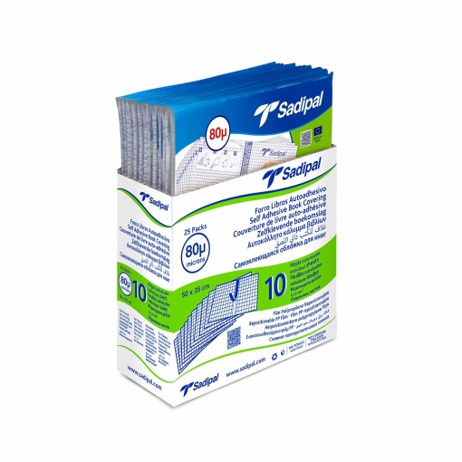 Capa forra livros adesiva reposicionável SADIPAL transparente 50x35cm 80 microns - 10 unidades