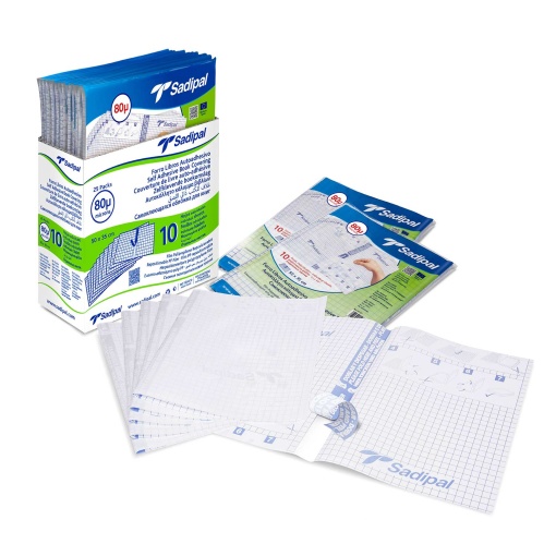 Capa forra livros adesiva reposicionável SADIPAL transparente 50x35cm 80 microns - 10 unidades