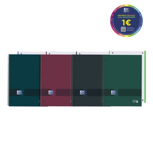 Caderno A4 Capa Dura Espiral OXFORD L&YOU Quadriculado 80 folhas 90g Cores Neutras Sortido