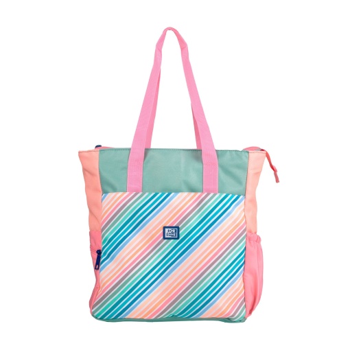 Tote Bag OXFORD Color Block Convertível em Mochila 38x34x12cm