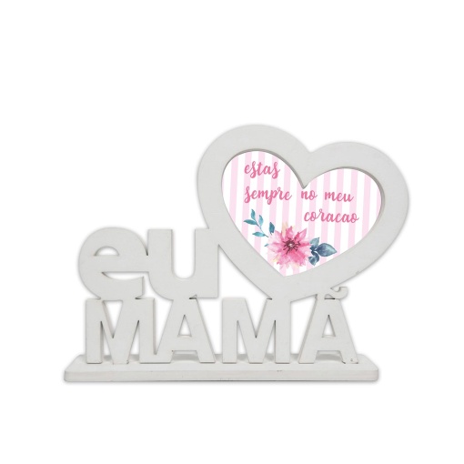 Moldura com coração "mama estás sempre..."