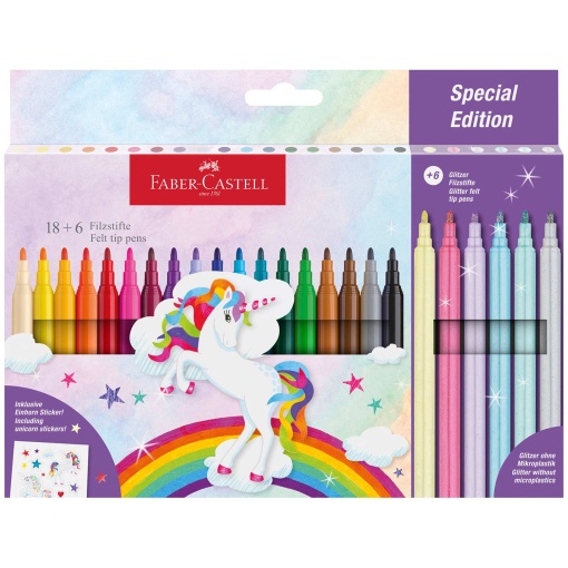 Canetas de Feltro FABER-CASTELL Unicórnio com 18+6