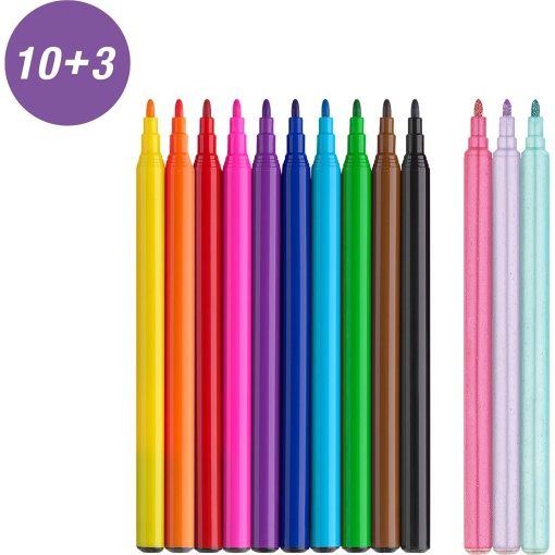 Canetas de Feltro FABER-CASTELL Unicórnio (10 unidades) + 3 unidades Glitter