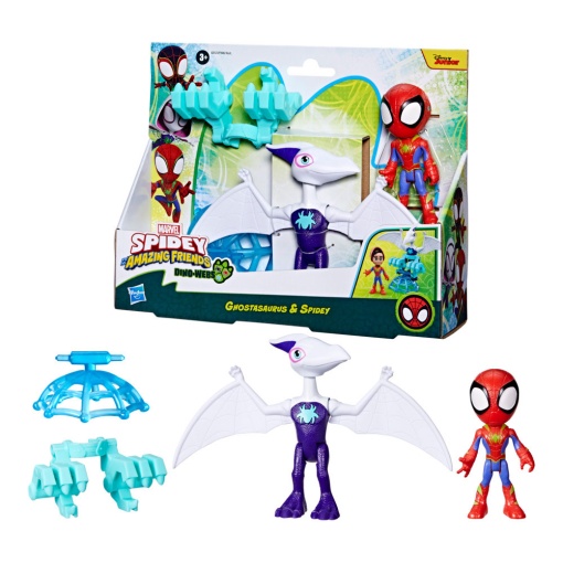 Spidey And His Amazing Friends Dino Webs Spidey + Veículo MARVEL HASBRO