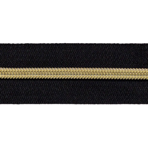 Fecho Zipper de Nylon Malha 3 Preto/dourado (metro) COSE