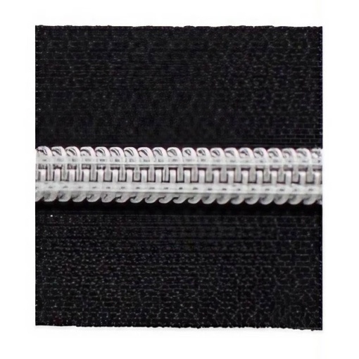 Fecho Zipper de Nylon Malha 3 Preto/prateado (metro) COSE