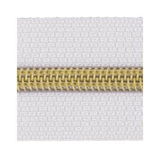 Fecho Zipper de Nylon Malha 3 Branco/dourado (metro) COSE