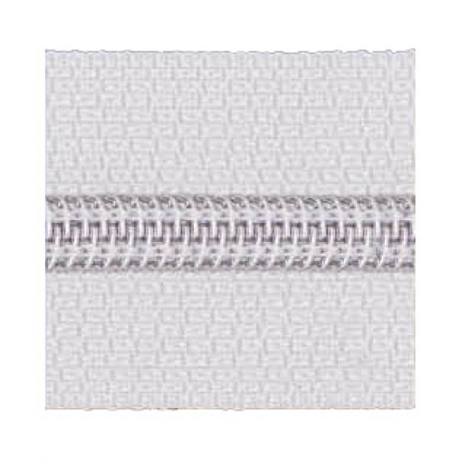 Fecho Zipper de Nylon Malha 3 Branco/prateado (metro) COSE