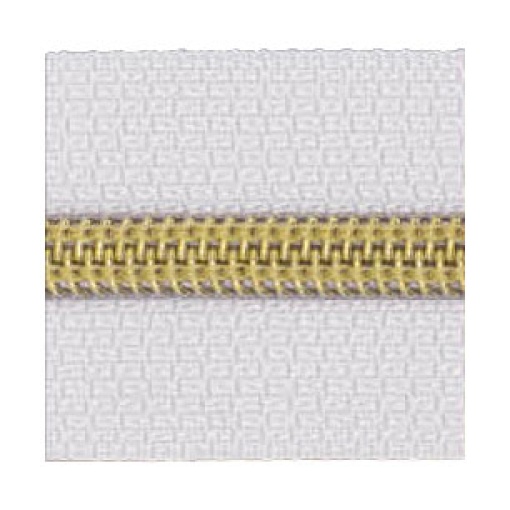 Fecho Zipper de Nylon Malha 5 Branco/dourado (metro) COSE