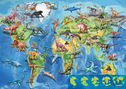 Puzzle EDUCA 150 peças mapa mundo dinossauros