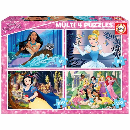 Puzzle EDUCA 50-80-100-150 peças Progressivo DISNEY PRINCESS