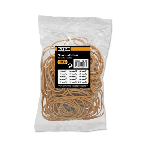 Elásticos N.16 100g 80x1,5mm INGRAF OFFICE