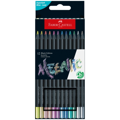 Lápis de Cor FABER-CASTELL Black Edition Metallic 12 Cores