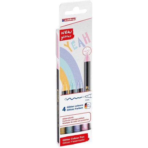 Marcador EDDING 1200 Glitter Pastel 3mm 4 cores