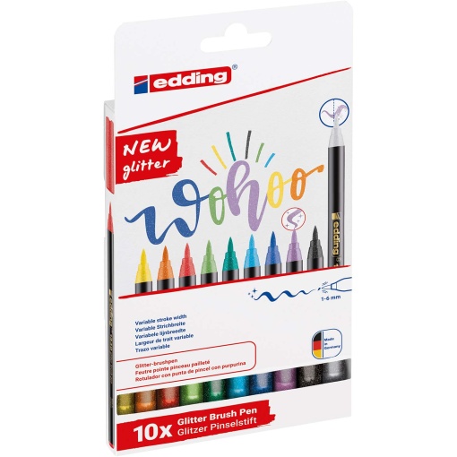 Brush Pen EDDING 1340 Glitter Basic 1-6mm 10 Cores