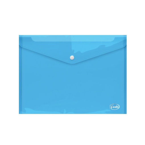 Bolsa para Documentos Fecho Botão A4 Tipo Envelope Transparente/Azul FOROFIS