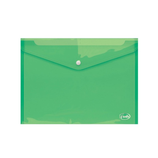 Bolsa para Documentos Fecho Botão A4 Tipo Envelope Transparente/Verde FOROFIS