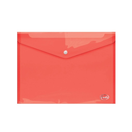 Bolsa para Documentos Fecho Botão A4 Tipo Envelope Transparente/Vermelho FOROFIS