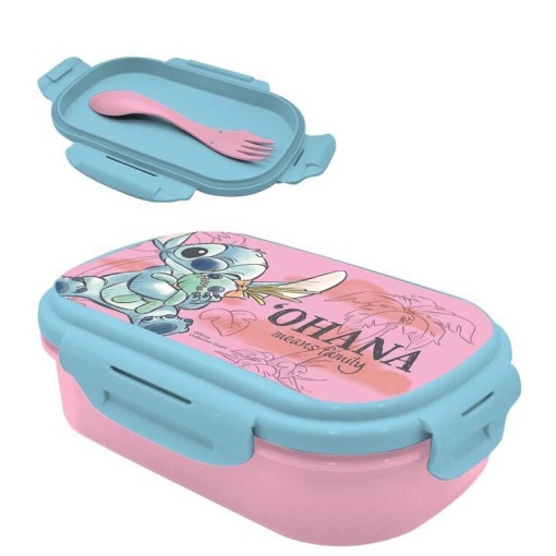 Caixa de lanche Disney Stitch com garfo