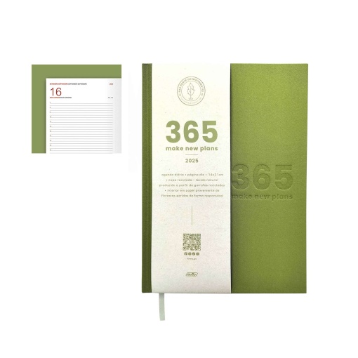 Agenda Diária A5 2025 FIRMO Eco Life Verde