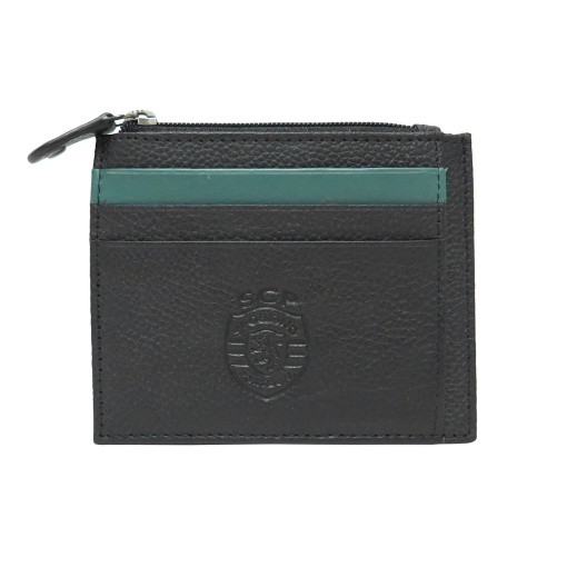 Porta-moedas/cartões em pele Sporting preto Scp3190-01