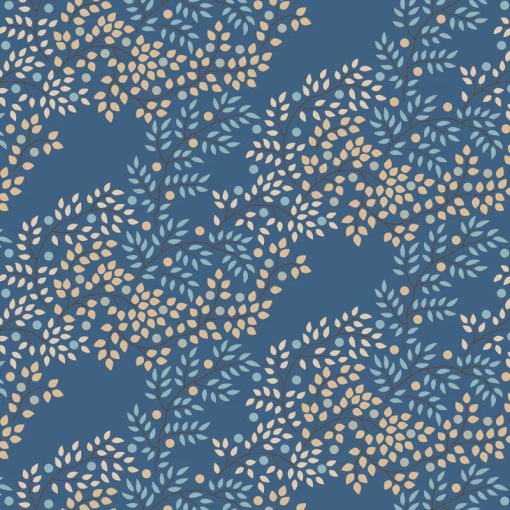 Tecido TILDA Creating Memories Berrytengle Prussian 1x1,10m