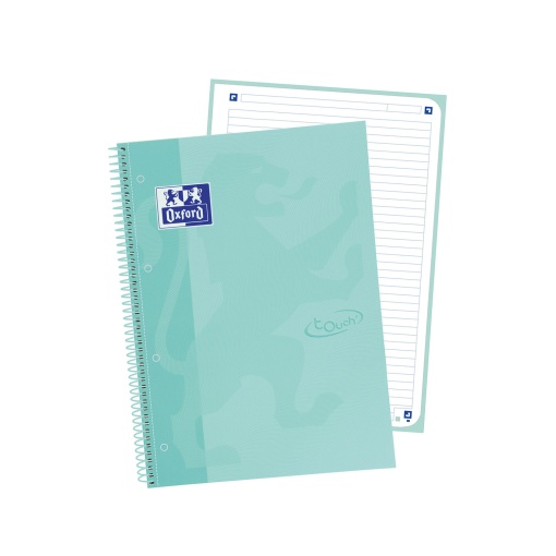 Caderno A4 capa dura espiral OXFORD Touch Europeanbook 1 pautado 80 folhas 90g cores pastel sortido