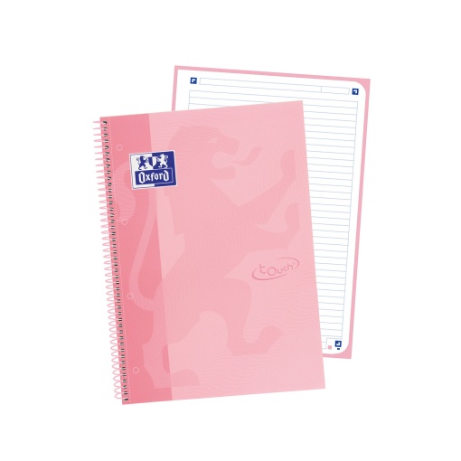 Caderno A4 capa dura espiral OXFORD Touch Europeanbook 1 pautado 80 folhas 90g cores pastel sortido